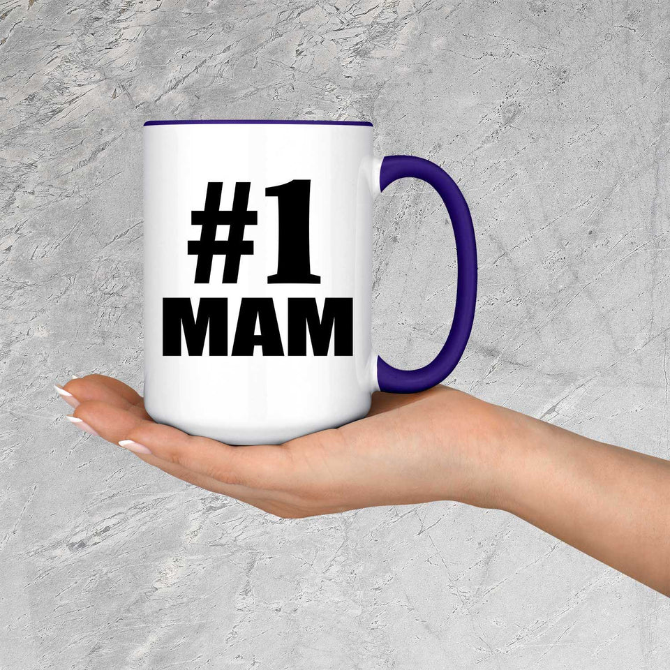 Number One #1 Mam - 15oz Accent Mug Purple