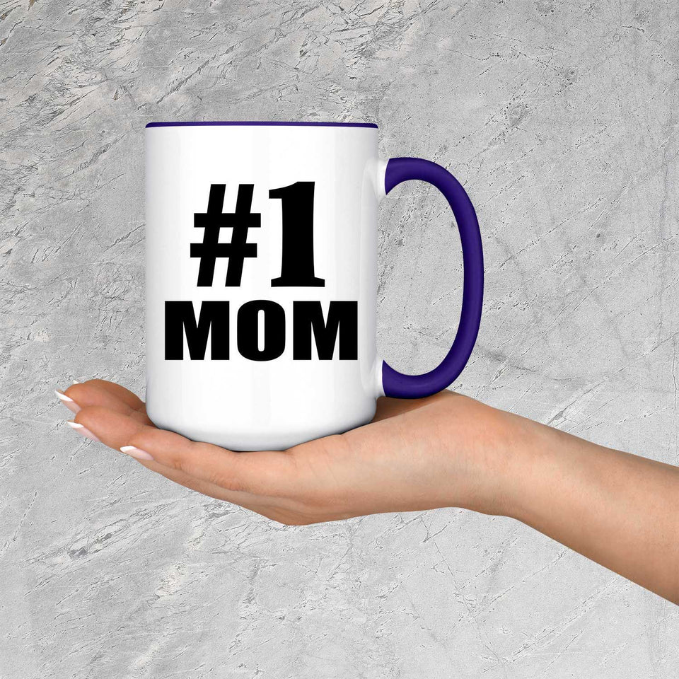 Number One #1 Mom - 15oz Accent Mug Purple