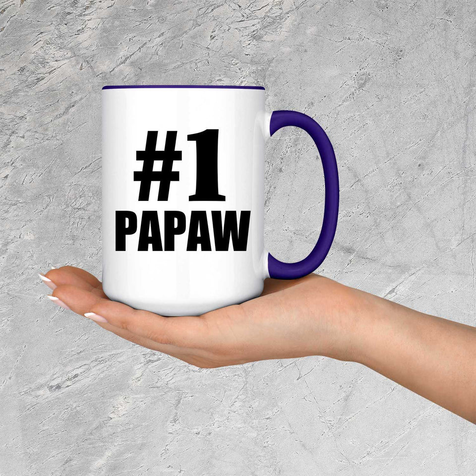 Number One #1 Papaw - 15oz Accent Mug Purple