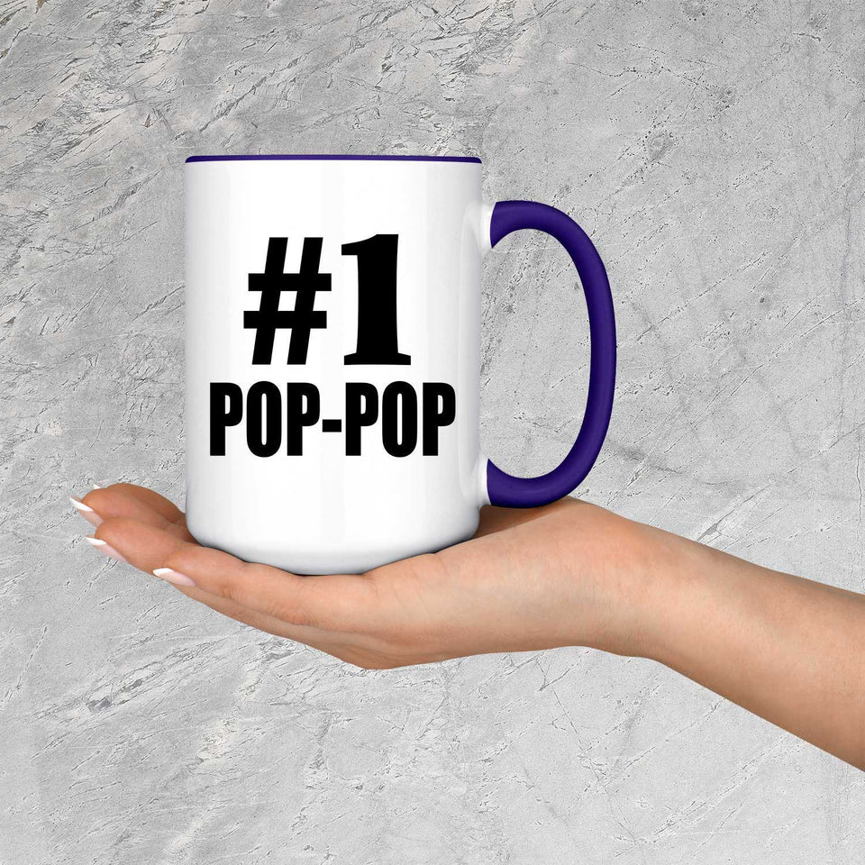 Number One #1 Pop-Pop - 15oz Accent Mug Purple