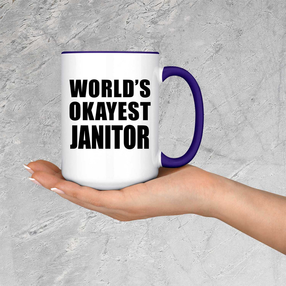 World's Okayest Janitor - 15oz Accent Mug Purple