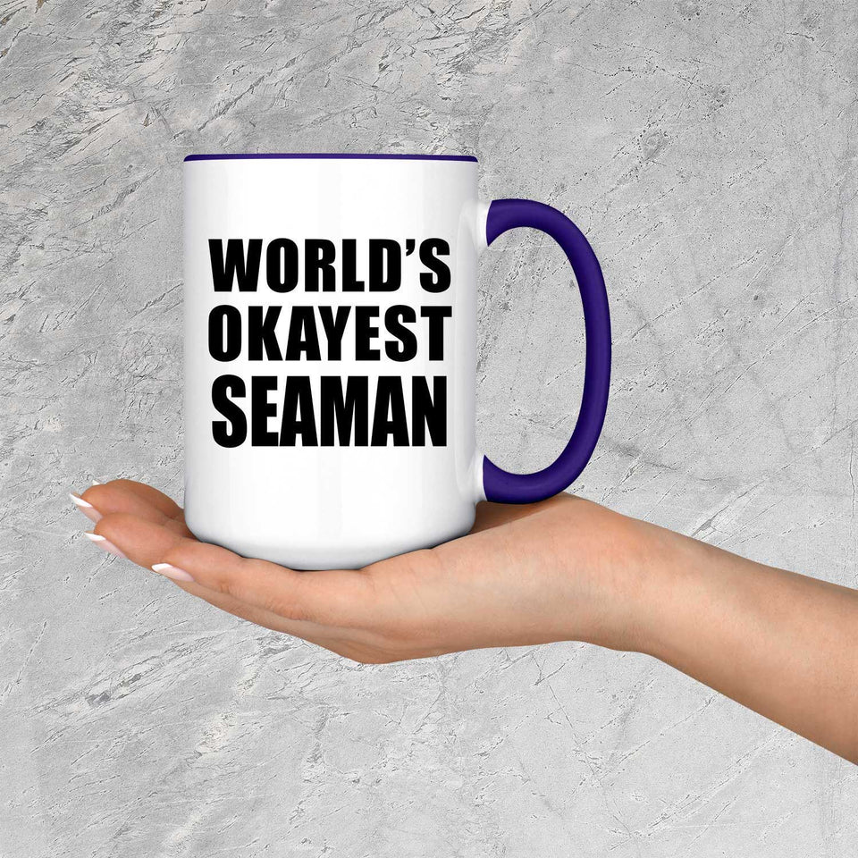 World's Okayest Seaman - 15oz Accent Mug Purple