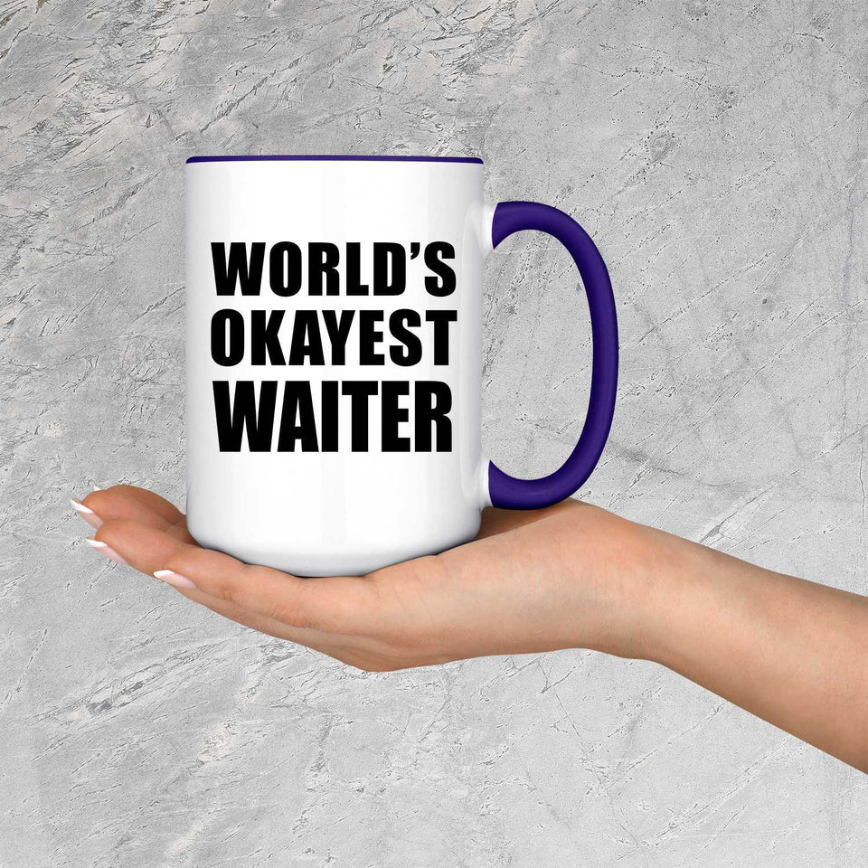 World's Okayest Waiter - 15oz Accent Mug Purple