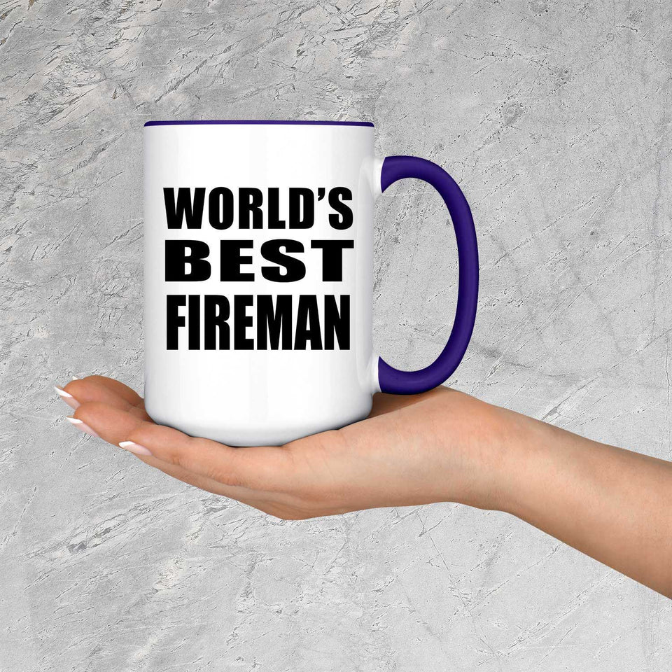World's Best Fireman - 15oz Accent Mug Purple