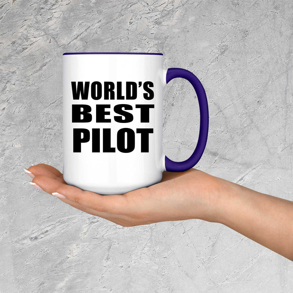 World's Best Pilot - 15oz Accent Mug Purple