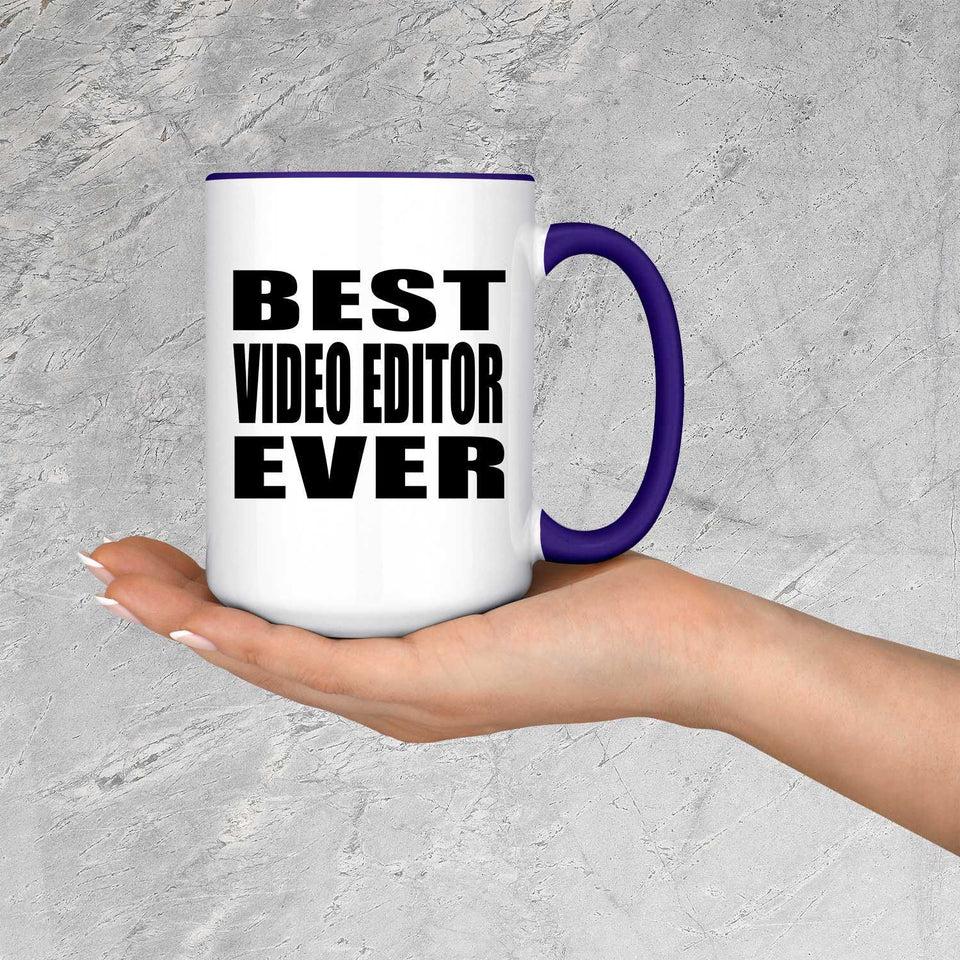 Best Video Editor Ever - 15oz Accent Mug Purple