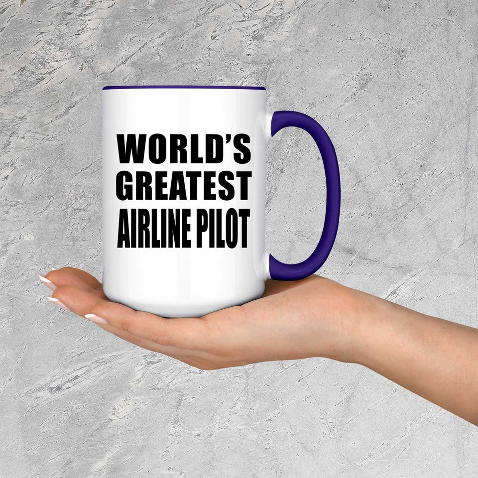 World's Greatest Airline Pilot - 15oz Accent Mug Purple