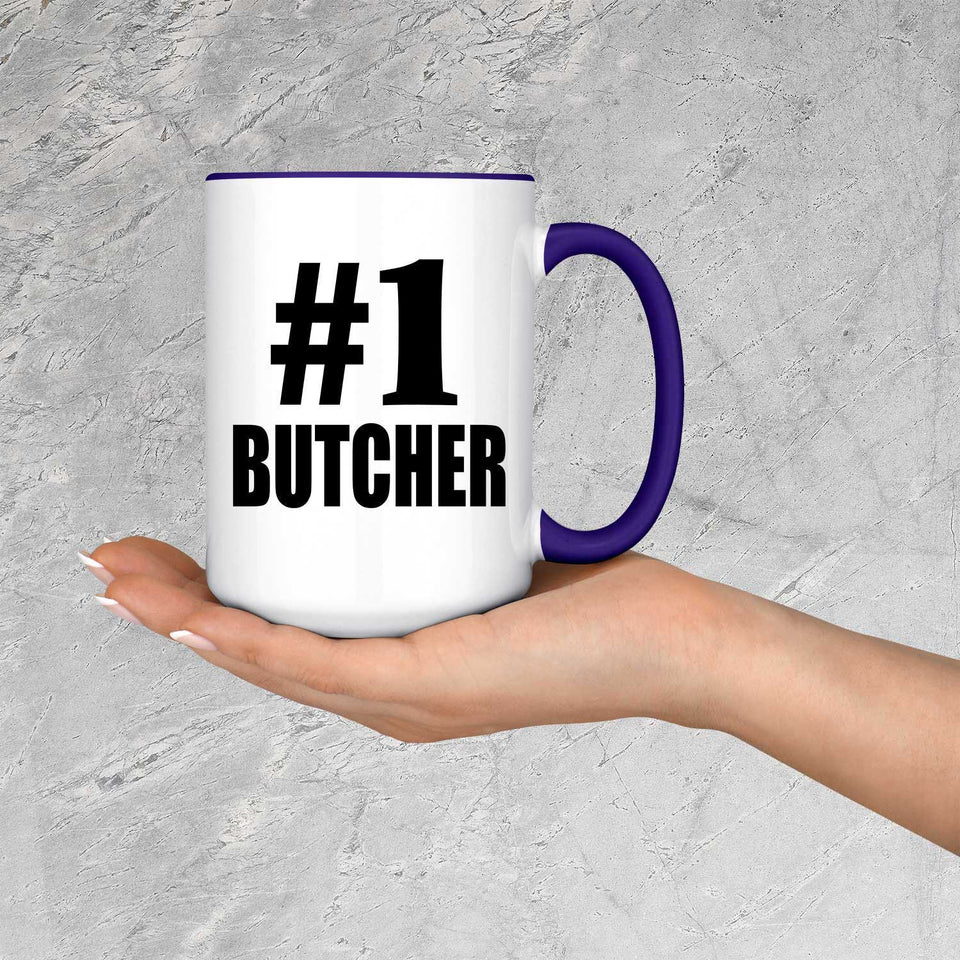 Number One #1 Butcher - 15oz Accent Mug Purple