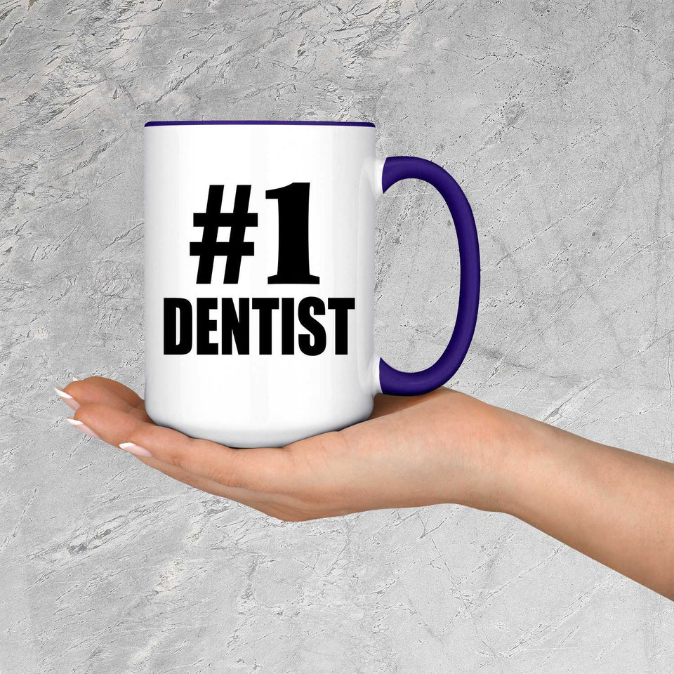 Number One #1 Dentist - 15oz Accent Mug Purple