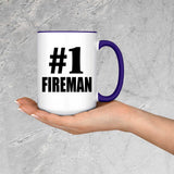Number One #1 Fireman - 15oz Accent Mug Purple