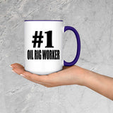 Number One #1 Oil Rig Worker - 15oz Accent Mug Purple