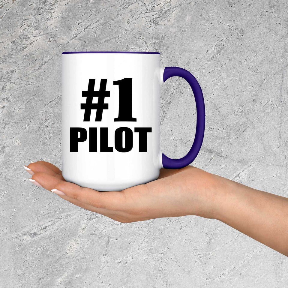 Number One #1 Pilot - 15oz Accent Mug Purple