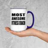 Most Awesome Fitness Coach - 15oz Accent Mug Purple