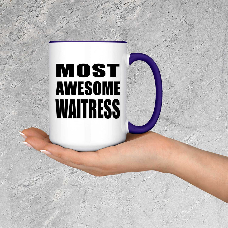 Most Awesome Waitress - 15oz Accent Mug Purple