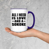 All I Need Is Love And A Sokoke - 15oz Accent Mug Purple