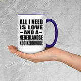 All I Need Is Love And A Nederlandse Kooikerhondje - 15oz Accent Mug Purple