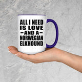 All I Need Is Love And A Norwegian Elkhound - 15oz Accent Mug Purple