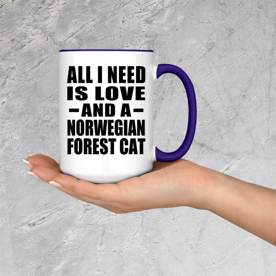All I Need Is Love And A Norwegian Forest Cat - 15oz Accent Mug Purple
