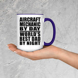 Aircraft Mechanic By Day World's Best Dad By Night - 15oz Accent Mug Purple