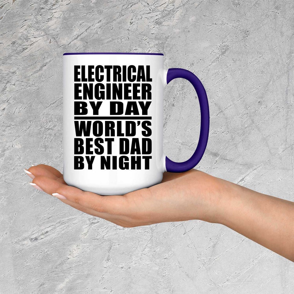 Electrical Engineer By Day World's Best Dad By Night - 15oz Accent Mug Purple