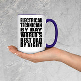 Electrical Technician By Day World's Best Dad By Night - 15oz Accent Mug Purple
