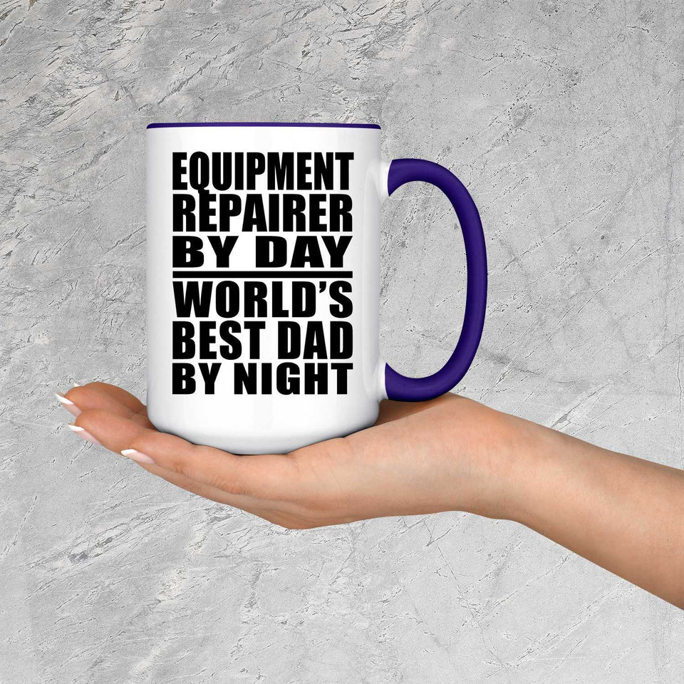 Equipment Repairer By Day World's Best Dad By Night - 15oz Accent Mug Purple