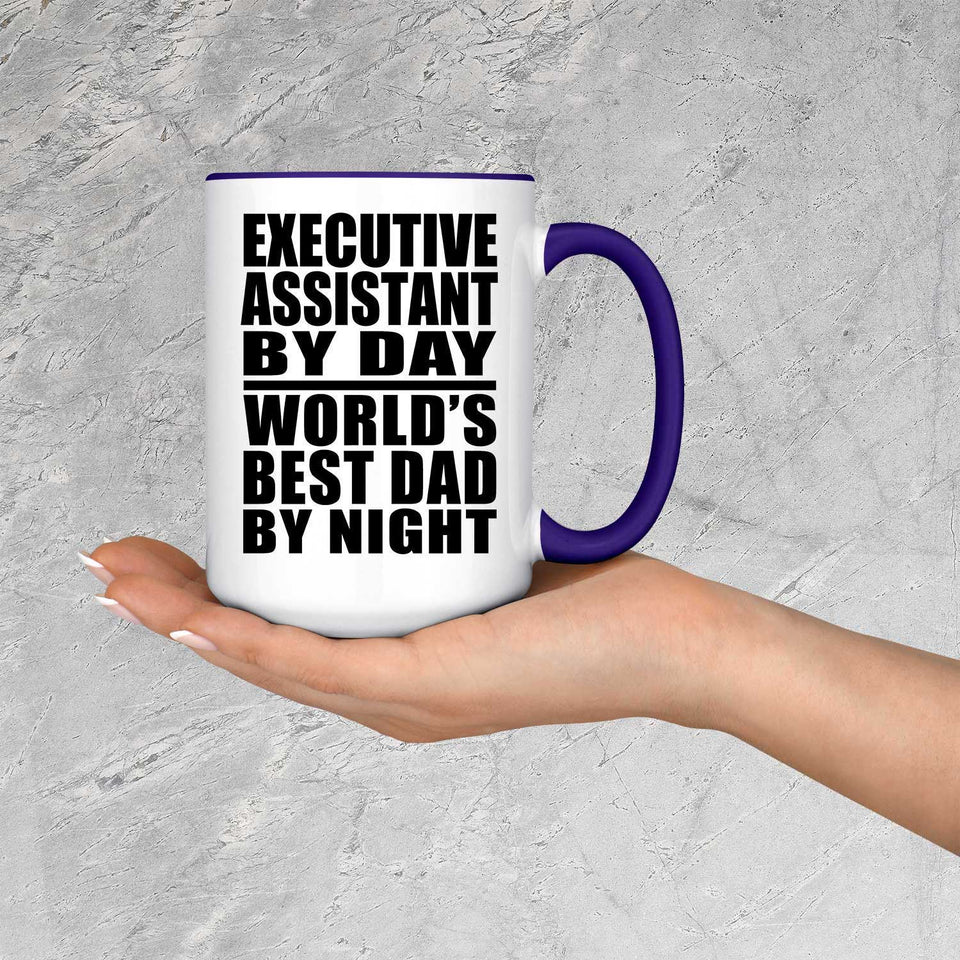 Executive Assistant By Day World's Best Dad By Night - 15oz Accent Mug Purple