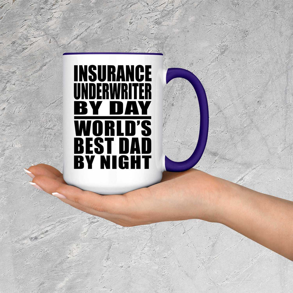 Insurance Underwriter By Day World's Best Dad By Night - 15oz Accent Mug Purple
