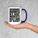 Insurance Underwriter By Day World's Best Dad By Night - 15oz Accent Mug Purple