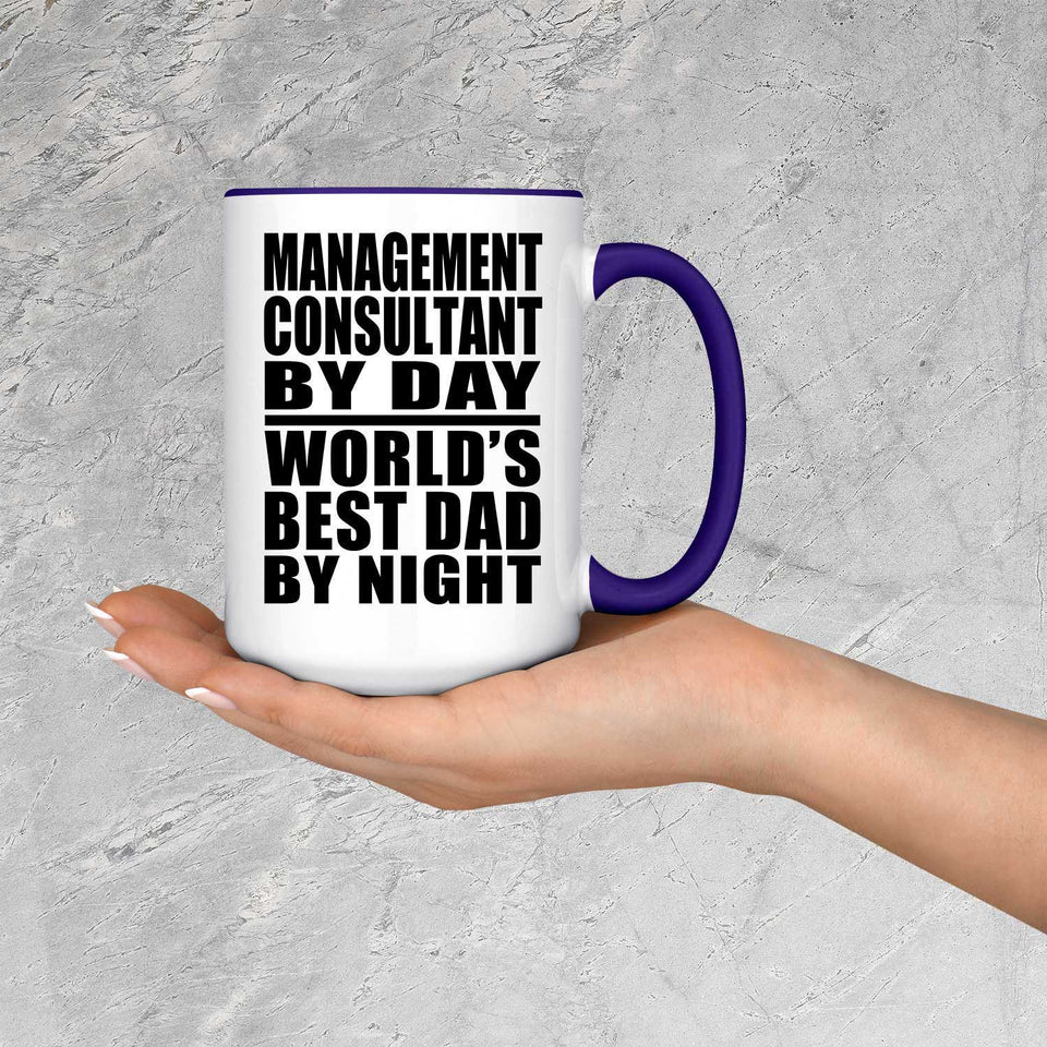 Management Consultant By Day World's Best Dad By Night - 15oz Accent Mug Purple