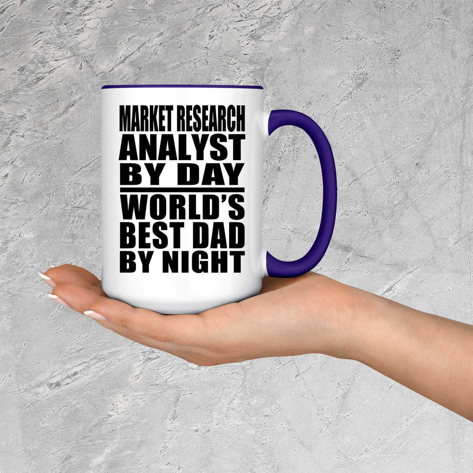 Market Research Analyst By Day World's Best Dad By Night - 15oz Accent Mug Purple
