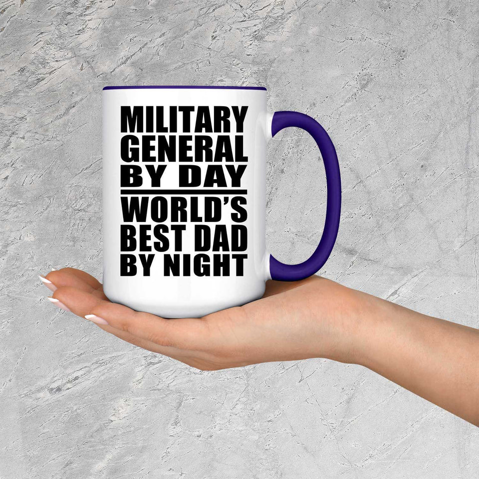 Military General By Day World's Best Dad By Night - 15oz Accent Mug Purple