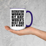 Recreation Worker By Day World's Best Dad By Night - 15oz Accent Mug Purple