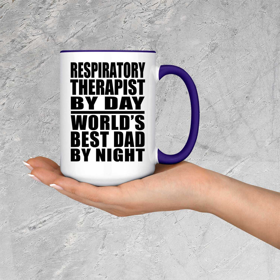 Respiratory Therapist By Day World's Best Dad By Night - 15oz Accent Mug Purple