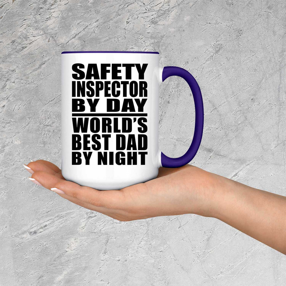 Safety Inspector By Day World's Best Dad By Night - 15oz Accent Mug Purple