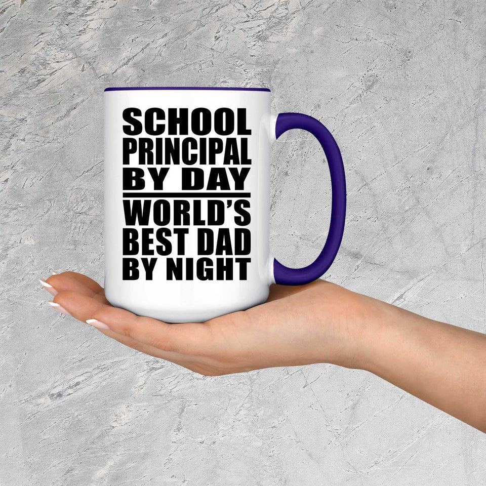 School Principal By Day World's Best Dad By Night - 15oz Accent Mug Purple