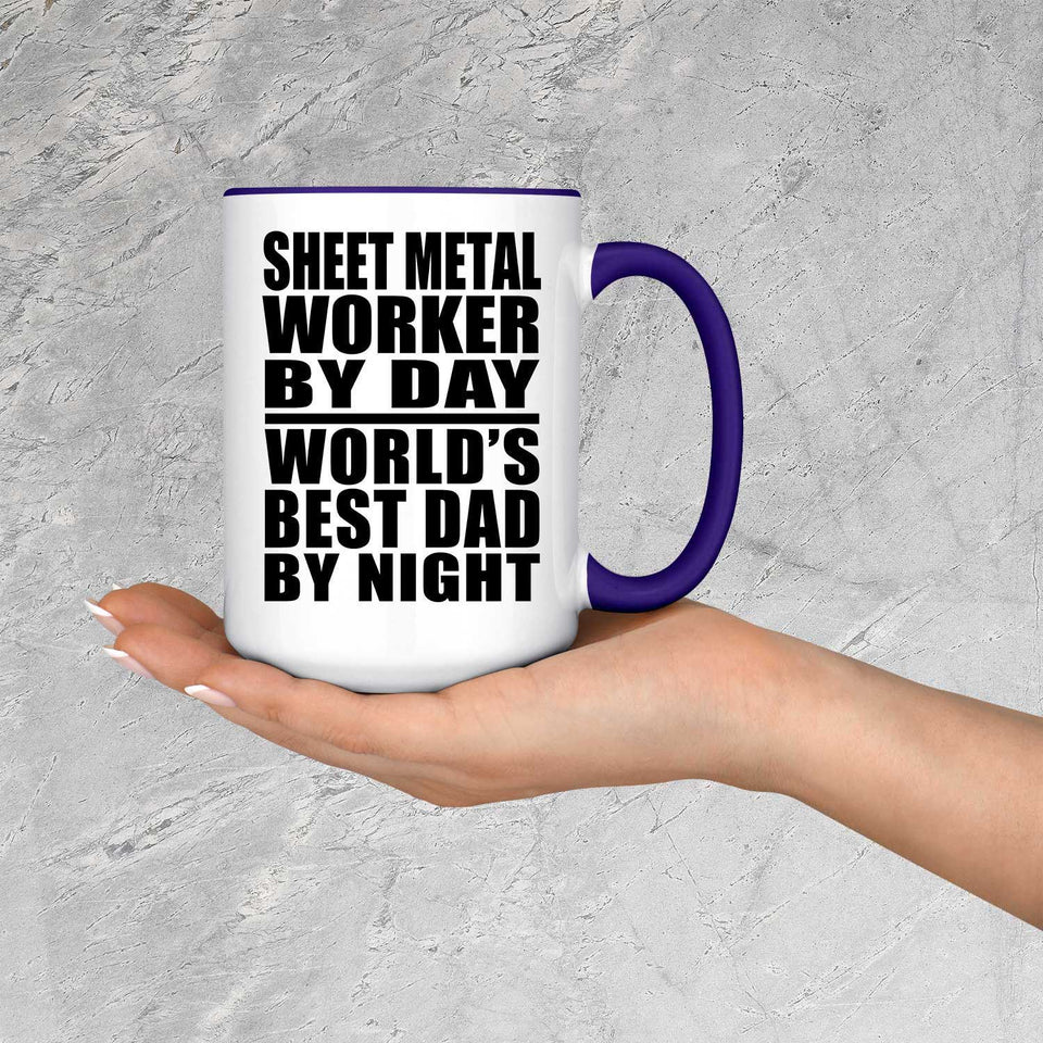 Sheet Metal Worker By Day World's Best Dad By Night - 15oz Accent Mug Purple