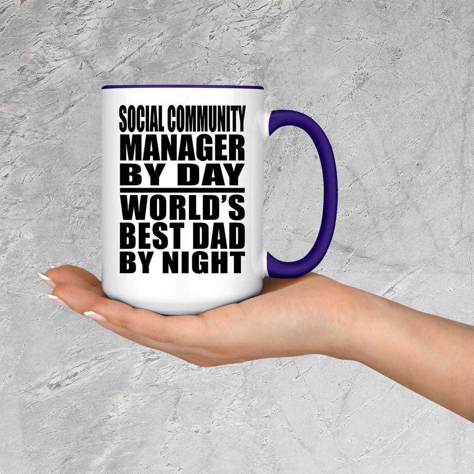 Social Community Manager By Day World's Best Dad By Night - 15oz Accent Mug Purple