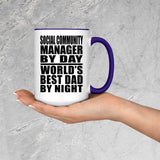 Social Community Manager By Day World's Best Dad By Night - 15oz Accent Mug Purple