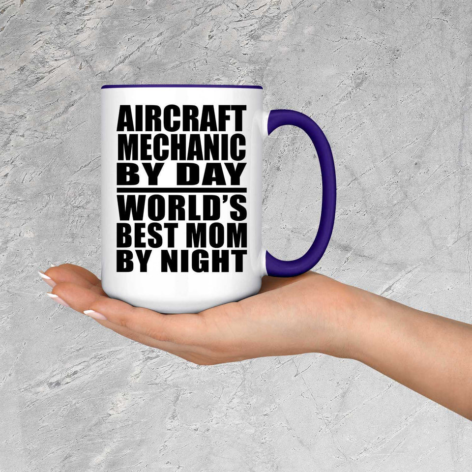Aircraft Mechanic By Day World's Best Mom By Night - 15oz Accent Mug Purple