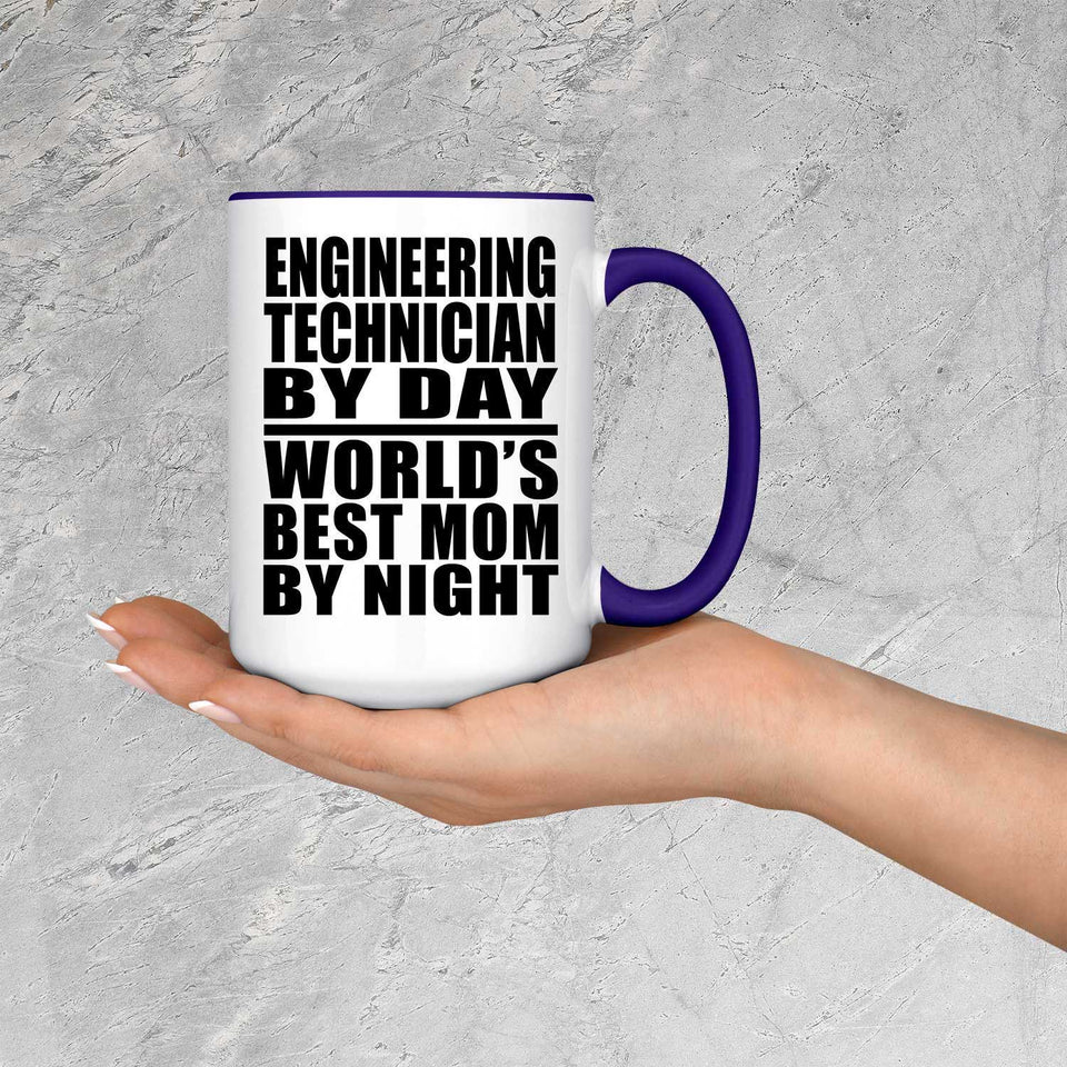 Engineering Technician By Day World's Best Mom By Night - 15oz Accent Mug Purple