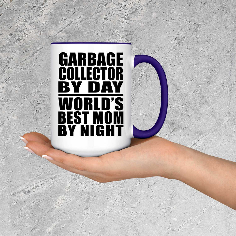 Garbage Collector By Day World's Best Mom By Night - 15oz Accent Mug Purple