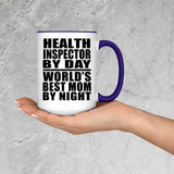 Health Inspector By Day World's Best Mom By Night - 15oz Accent Mug Purple