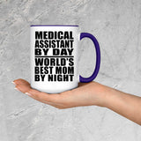Medical Assistant By Day World's Best Mom By Night - 15oz Accent Mug Purple