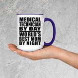 Medical Technician By Day World's Best Mom By Night - 15oz Accent Mug Purple