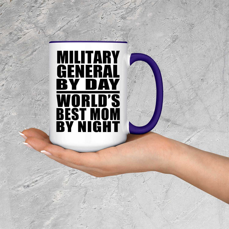 Military General By Day World's Best Mom By Night - 15oz Accent Mug Purple