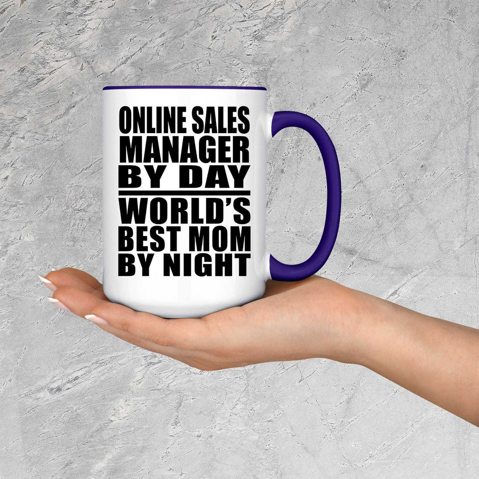 Online Sales Manager By Day World's Best Mom By Night - 15oz Accent Mug Purple