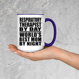 Respiratory Therapist By Day World's Best Mom By Night - 15oz Accent Mug Purple