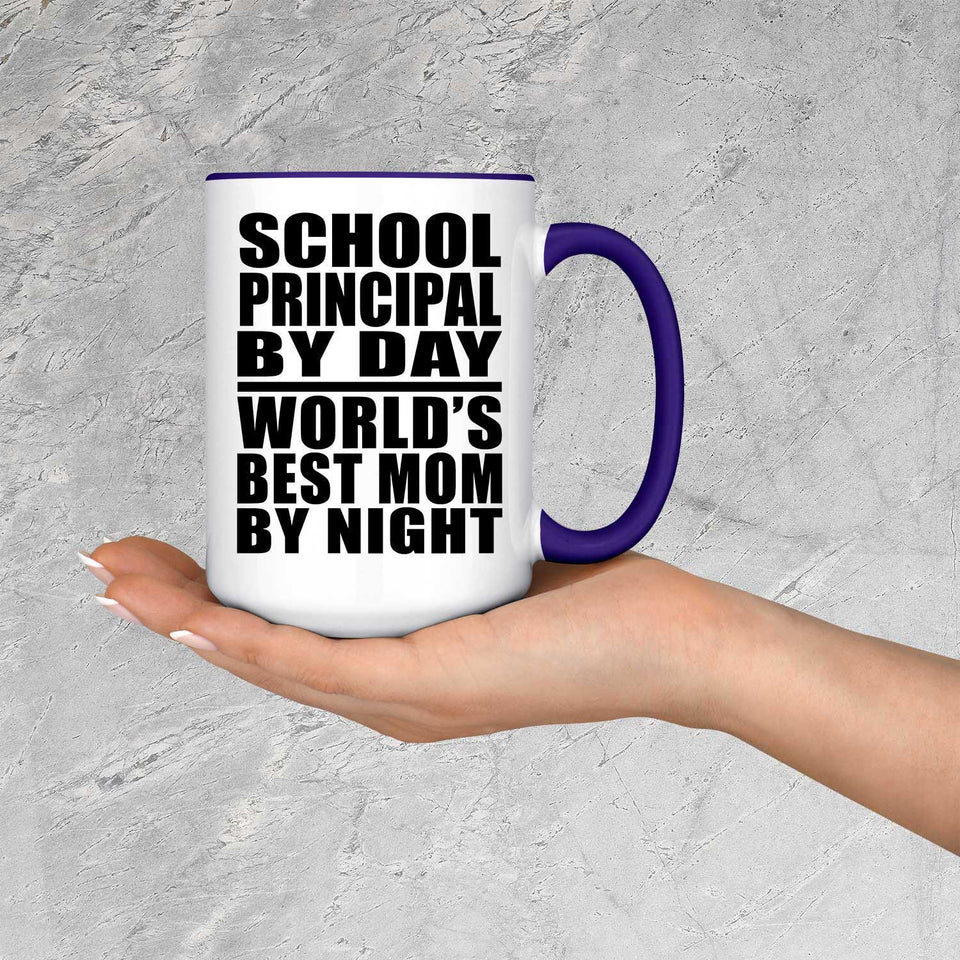 School Principal By Day World's Best Mom By Night - 15oz Accent Mug Purple