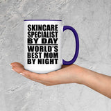 Skincare Specialist By Day World's Best Mom By Night - 15oz Accent Mug Purple